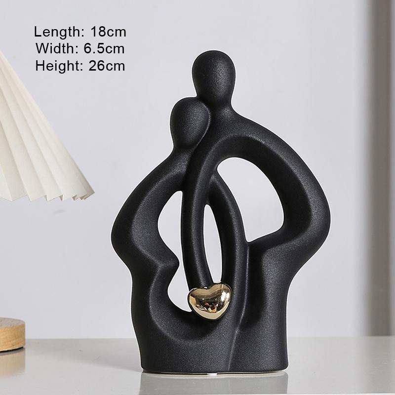

Gold Plated Abstract Minimalist Character Ornaments, Creative Love, Couples Embrying Decoration, Ceramic Crafts Black White, 1Pc