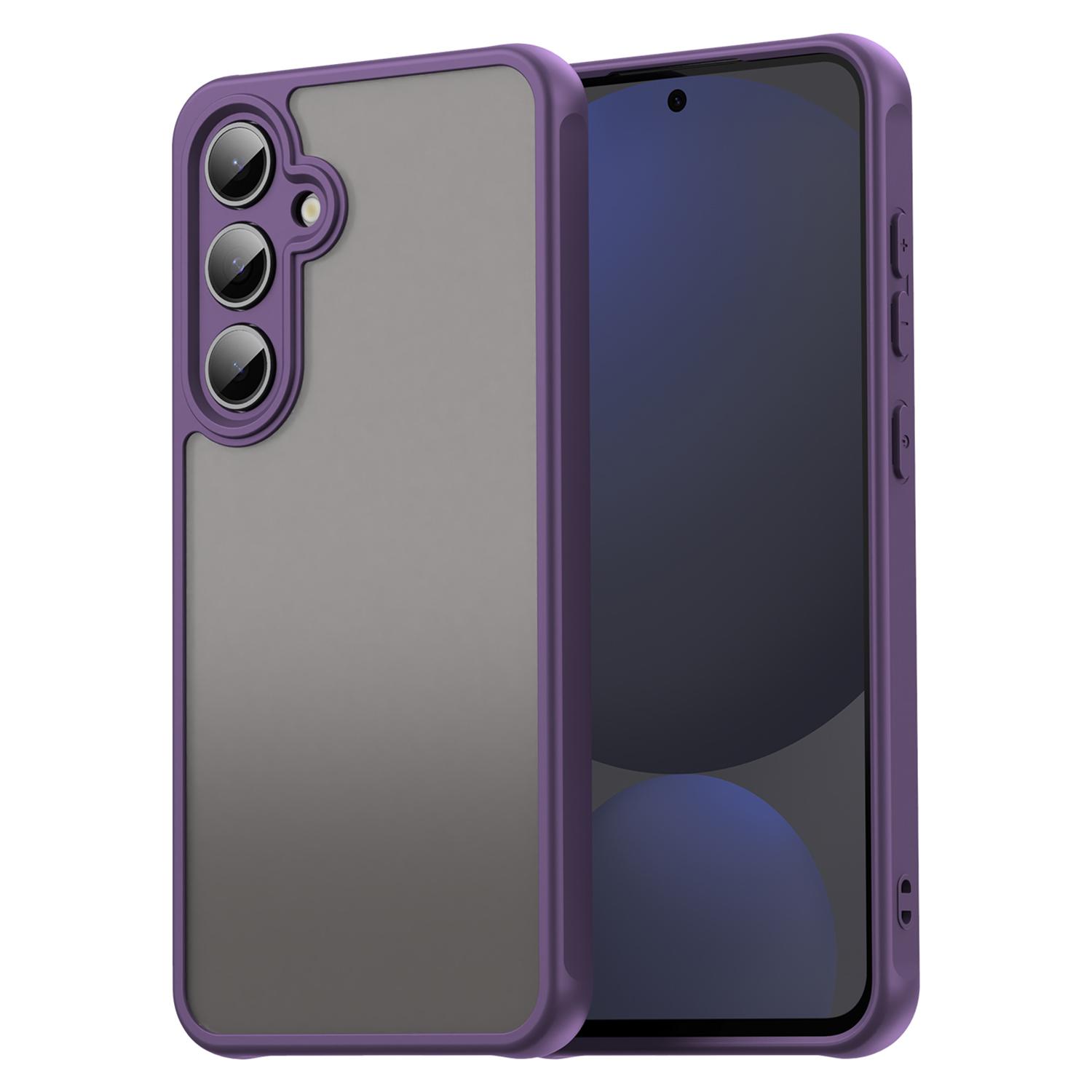 

For Samsung Galaxy S24 FE Case Drop Proof Airbags Frosted Translucent PC+TPU Phone Back Cover Purple