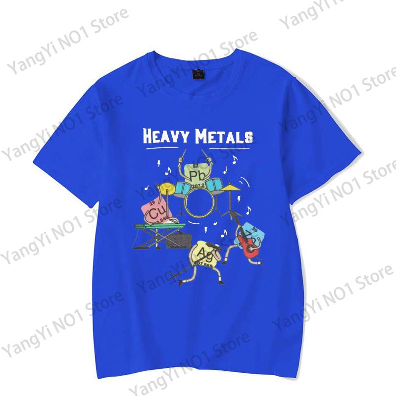 Heavy Metals Rock Chemistry T-Shirt Men Women O-Neck Oversized Streetwear Vintage Harajuku Unisex Tees