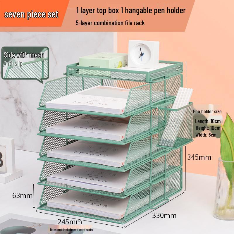 Multilayer A4 Metal Desktop File Organizer and Storage Rack Set for Office Supplies