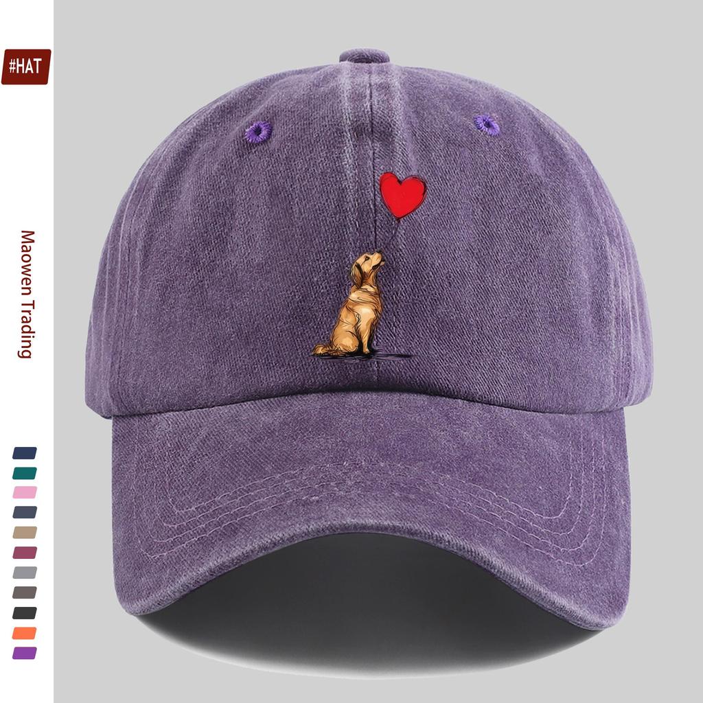 Pc Golden Retriever und Herzballon Muster Gedruckte Baseballkappe Geeignete Sonnenkappe für Tierliebhaber Bequem und Leichtgewicht