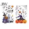 Glass Door Holiday Murals 2Pcs Watercolor Halloween Static Window Clings, Ghost Witch Pumpkin Black Cat Bat Decals, No-Glue Home Ornaments