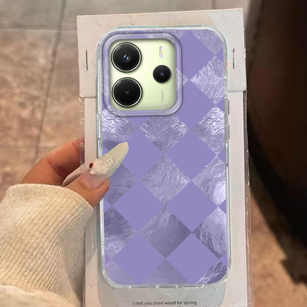 Schwarze karierte Gitter Handyhülle für Xiaomi Redmi Note 14 13 12 11 11S 10 10S 9 Pro 15C 9C 13C 14C A3 A3X 9C A1 15 Hülle