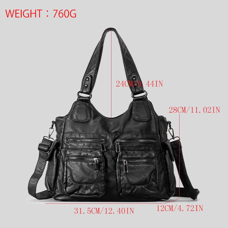 Vintage Punk Shoulder Bags Pu Leather Shoulder Crossbody Bags Large Capacity Luxury Tote Bags Travel Commuter Bag