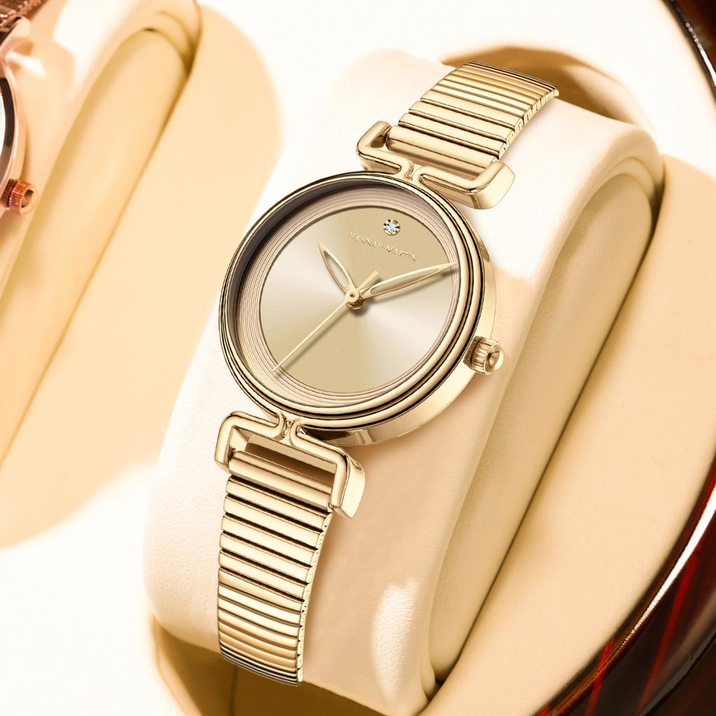 Hannah Martin New Women Watch Leisure Fashion 29mm Mini Dial Stainless Steel Mesh Strap Nordic Simple 3Bar Waterproof Watch