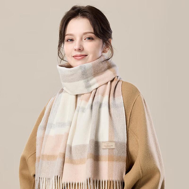 JIUMU Women's Wool Plaid Knitted Scarf & Shawl