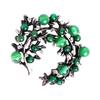 Vintage Green Agate Brooch Handcraft With Intricate Carving and Alloy Accent for Elegant Jewelry Enthusiasts Wear