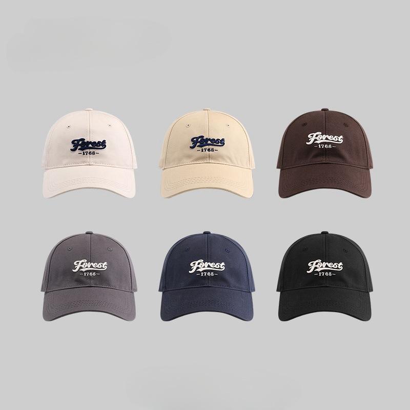 Letter Embroidered Baseball Cap for Women with Big Round Face Suitable for Beige Versatile Wide Brim Showing Face Small Duckling Cap