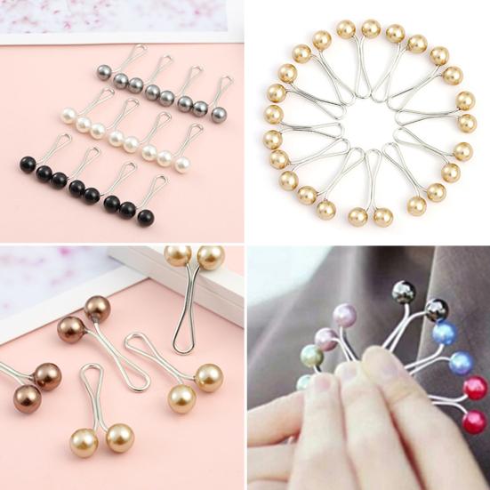 12Pcs Scarf Brooch Pins Vibrant Color Faux Pearl Design Smooth Surface Reusable Unique Shape Decorative Alloy Women Fashion Scarf