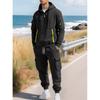 Men's Fall/Winter Fleece-Lined Set: Zipper Hoodie + Multi-Pocket Work Pants—A Stylish Two-Piece Set