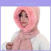 Winter Plush Hat With Scarf For Adults Pure Color Cozy Windproof Korean Style
