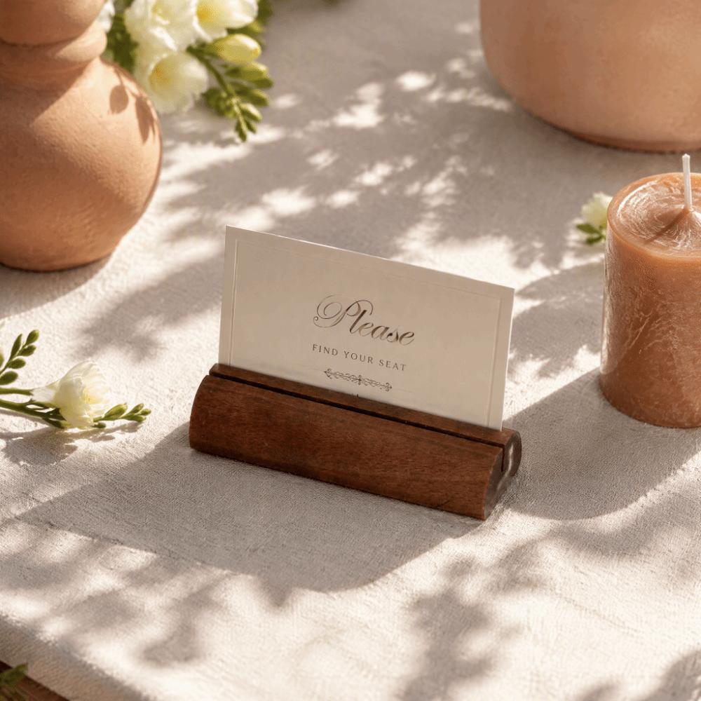 8pcs Desk Supply Wooden Table Number Stands Wooden Business Card Holders  For Exhibition