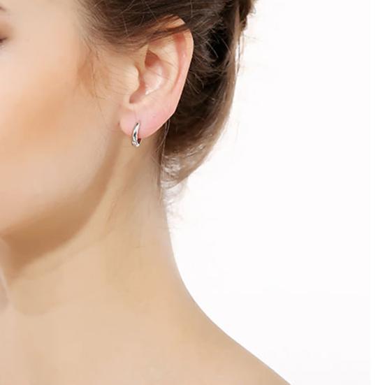 Men Women Silver Plated Smooth Small Hoop Huggie Earrings Party Jewelry Gift