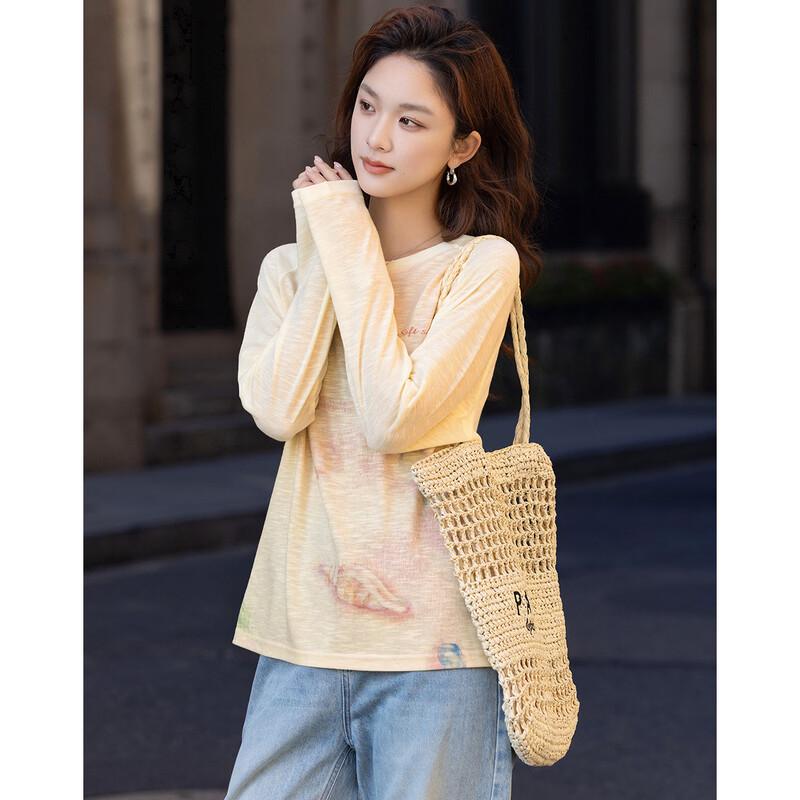 Demana Women's Printed Long Sleeve Round Neck T-Shirt