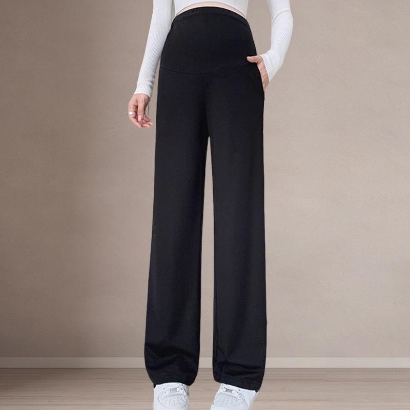 Maternity Summer Wide-Leg High-Waisted Support Pants - Lightweight & Versatile M (Up to 110 lbs)