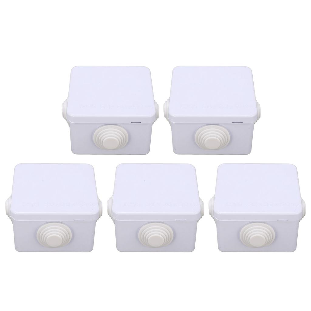 5Pcs Plastic Waterproof Cable Box with Rubber Plug IP55 Waterproof Plug Junction Wire Box