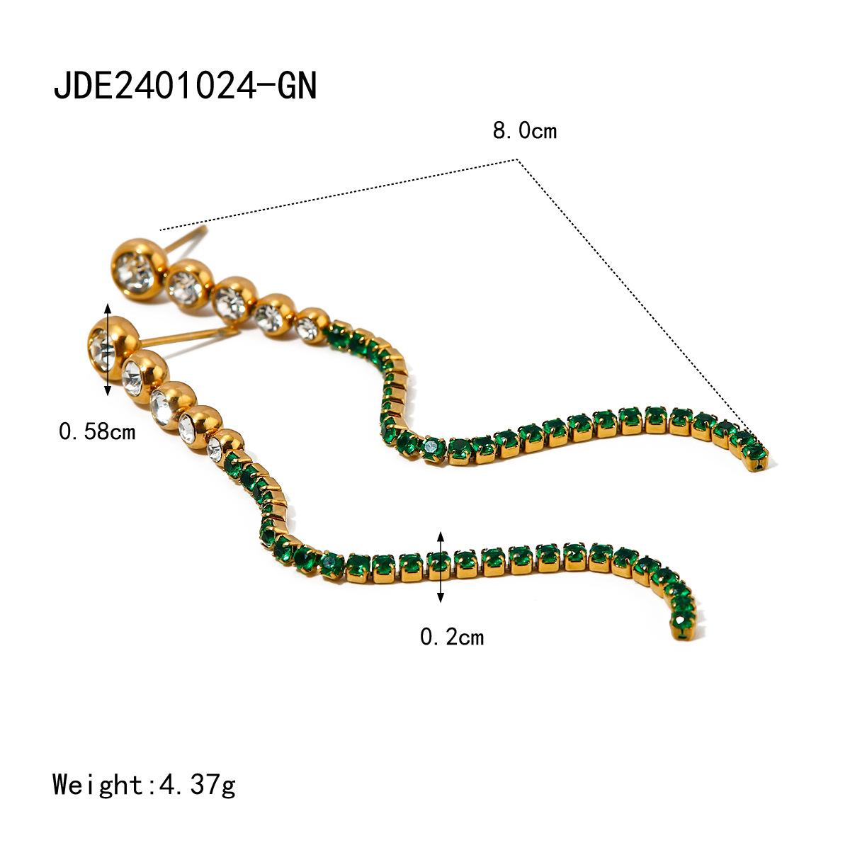 

ins fashion new 18k gold stainless steel zircon fringed earrings summer fresh and simple white earrings with diamonds