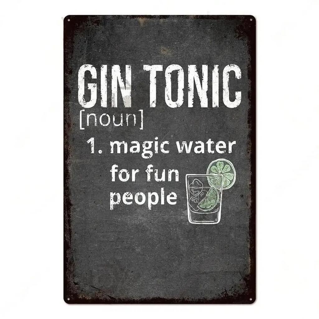Plaque Metal Tin Signs Drink Gin Tonic Wall Decoration Vintage Art Posters Iron Painting for Man Cave Home Cafe Garden Club Bar