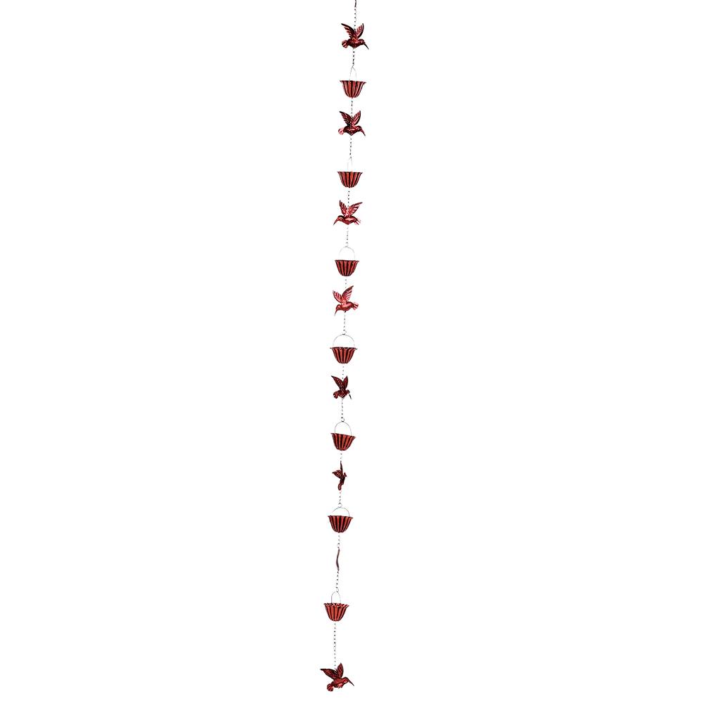 Rain Chain 7.9ft Vintage Metal Rain Catcher Chain with 7 Cups 8 Bird Decorations for Outdoor Garden Porch Balcony Bronze