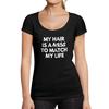 ULTRABASIC  -  Tee-Shirt Femme col Rond Decollete My Hair Is a Mess