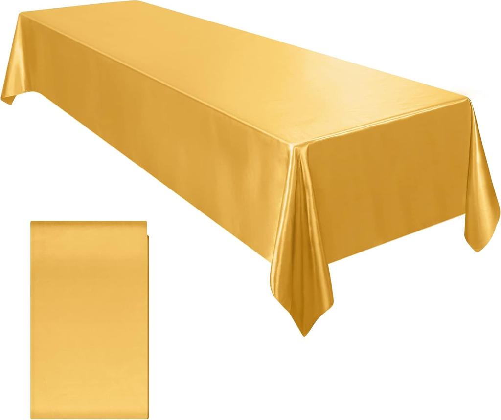Table Cover Satin Tablecloth Soft Overlay Wedding Satin Large Bright Smooth Silk Rectangle Christmas Banquet Anniversary Dining Party Table Decor