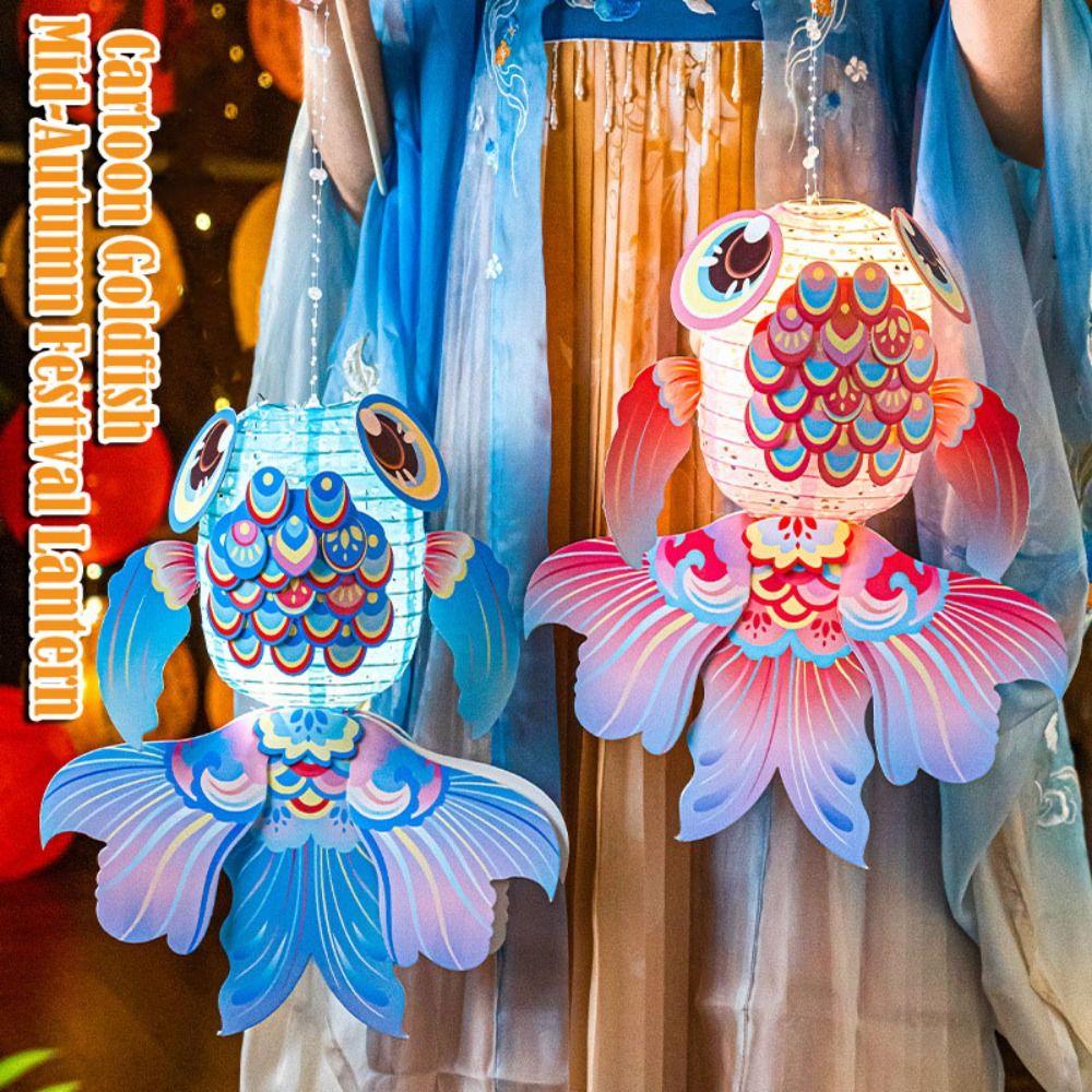 New Cartoon Goldfish Mid-Autumn Festival Lantern Material Package Handmade Koi Lantern Mid-Autumn Festival DIY Lantern Festival