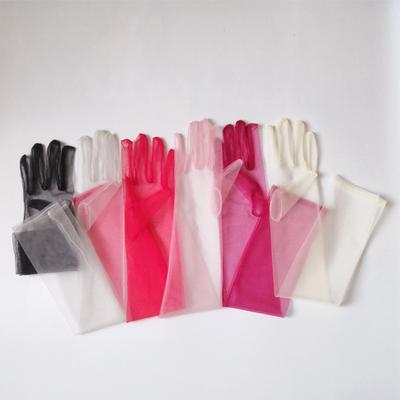 Exquisitos guantes largos de tul hasta el codo de 55 cm, guantes de boda ultrafinos y elásticos, manoplas de dedo completo para ópera, fiestas y conciertos.