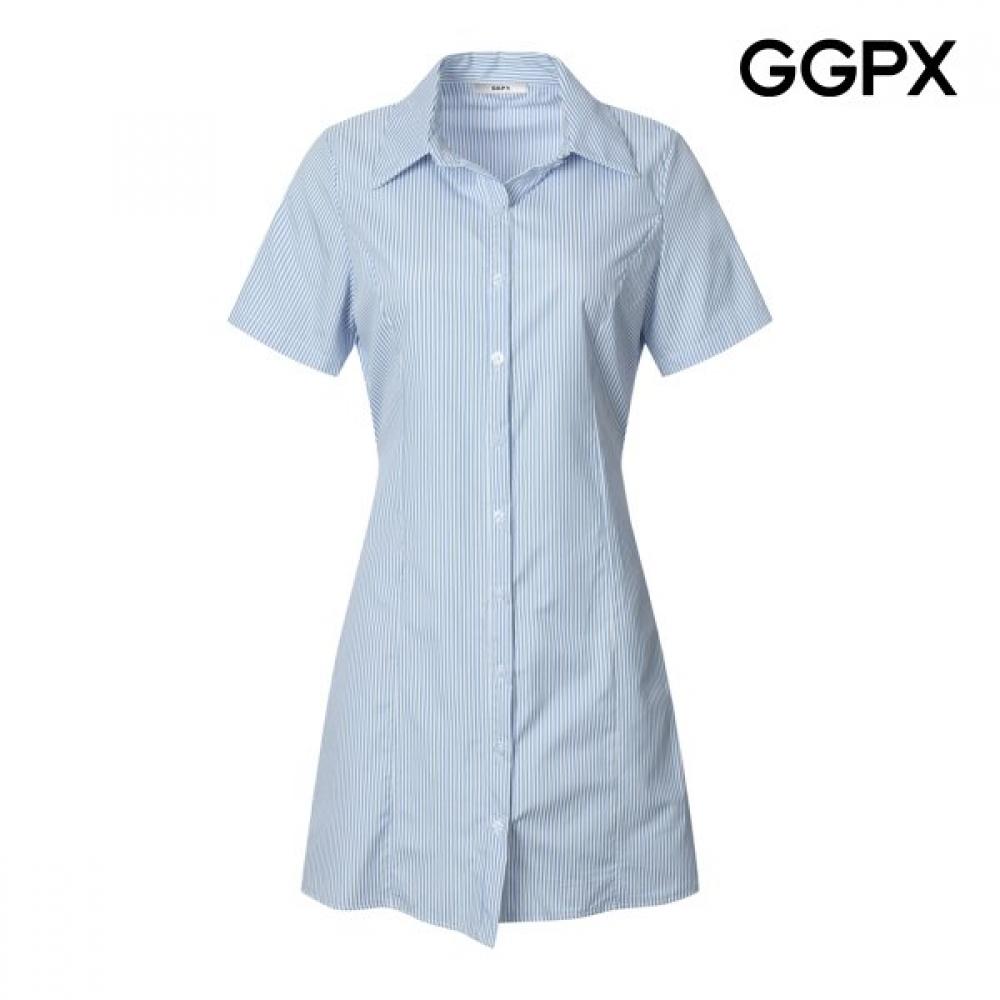 Ggpx New York Stripe Shirt Back Ribbon Mini Dress  Gq4op009f navy/F