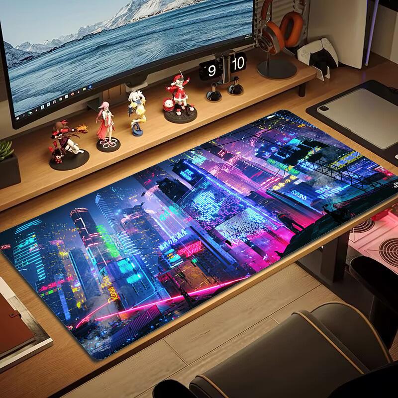 Cyberpunk Color Mouse Pad Large Gaming Table Cushion Non-slip Laptop Tablet Big Mousepad XXL Mat Mini PC Playmat With Lock Edge