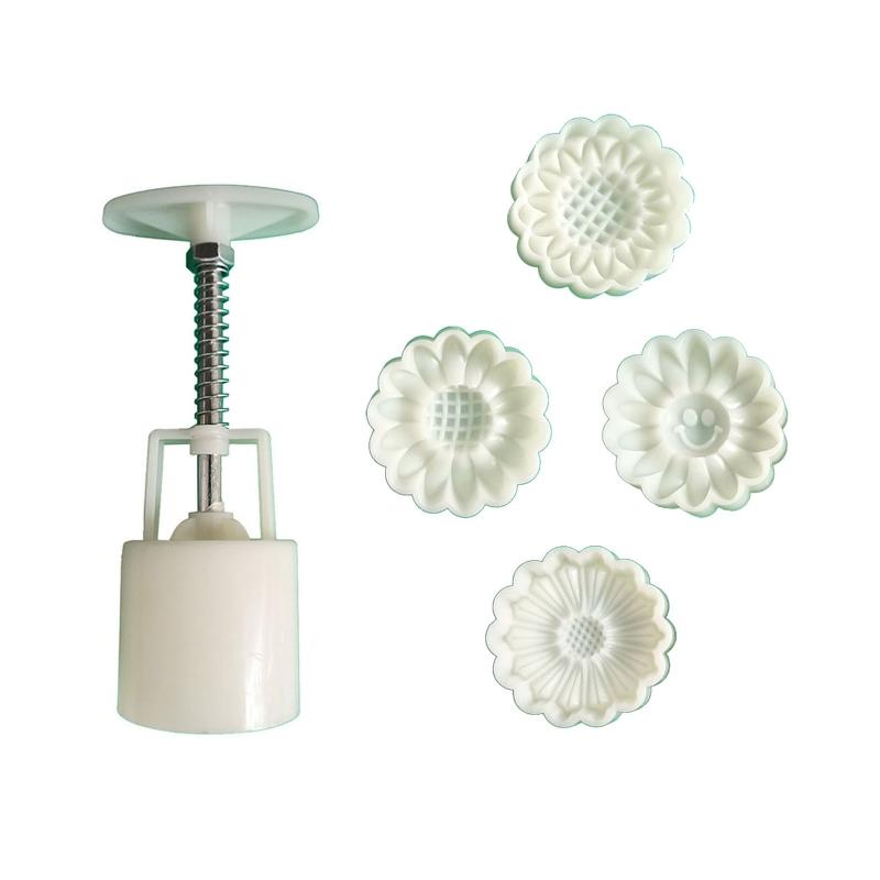 100g Plastic Material Mooncake Molds Mooncake Stamps Sunflower Shape Baking Moulds Pastry Gadget for Mid-Autumn Festival 1