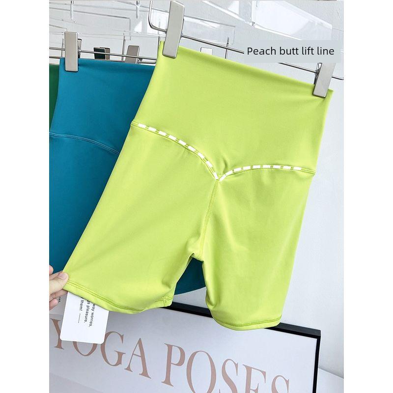 Exported Breathable Tight-Fitting Yoga Shorts with a High Waist, Elastic Peach Butt Lift, and Three-Quarter Length for Fitness