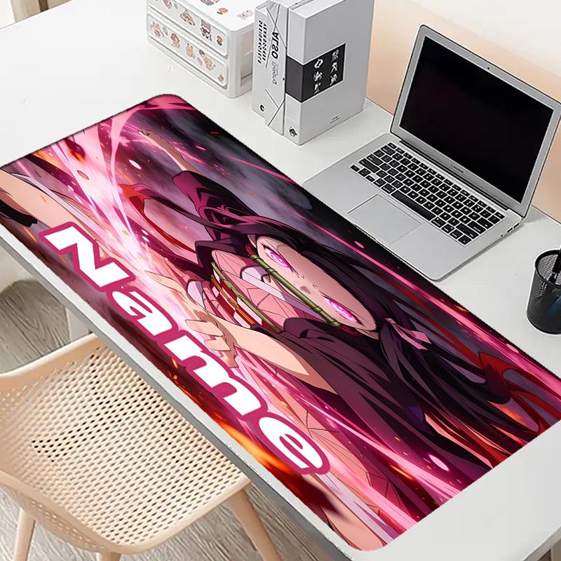 Custom Name Personalized Demon Slayer Pattern Mousepad, Laptop PC Desk Mat, Decorative Desk Mat for Home Keyboard Pad Gift
