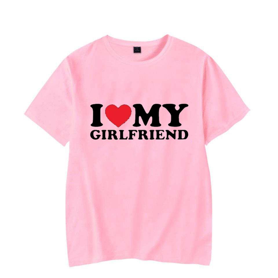 I Love My Girlfriend Print T Shirt Tees For Men Casual Loose Jogging Short Sleeve T Shirt For Summer Spring Summer Sport Tops