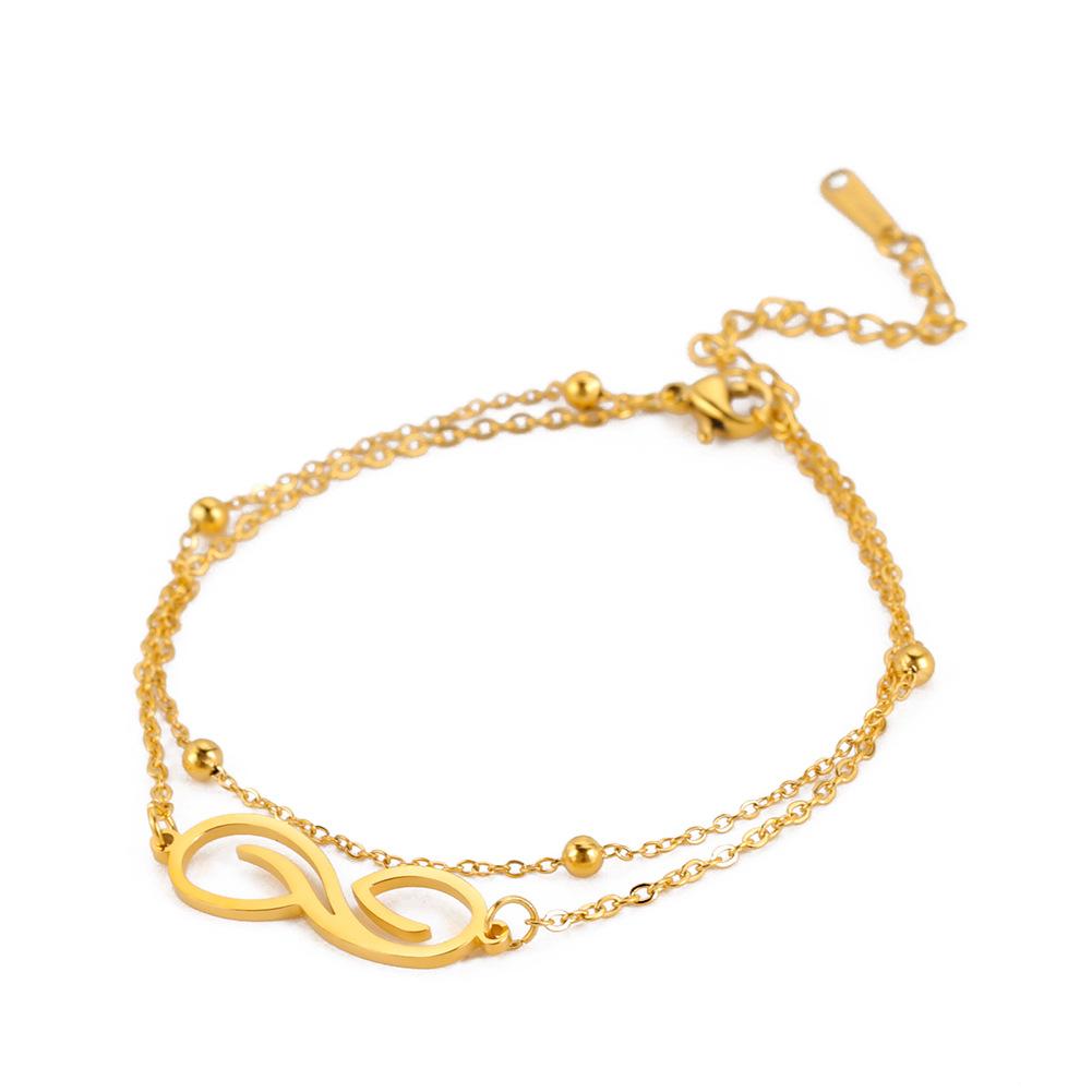 Double Layer Titanium Steel Cross Bead Bracelet With Infinity Symbol Pendant