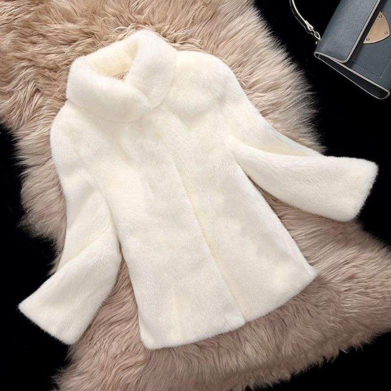 

New imitation mink fur coat female slim stand-up collar short early autumn imitation rabbit fur zipper jacket 2XL 120130