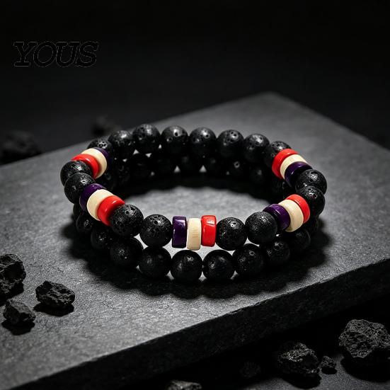 Versatile Fashion Accessories for Men Natural Obsidian Stone Bracelet Men, 8mm Rock Beaded Simple Wrist Decor Stretch Bracelet, Stackable Elastic