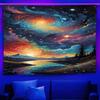 Ultraviolet cosmic vortex luminous tapestry, indoor mood to create atmosphere, psychedelic luminous art, bedroom decoration