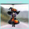 Car Interior Decor Acrylic Cute Witch Mirror Pendant Christmas Tree Ornament
