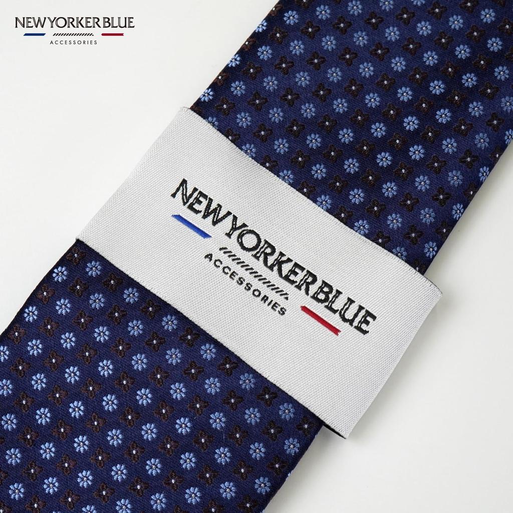 [New Yorker Blue] Small Pattern (Small Flower) Tie NB910419 Navy Brown Free Size Business Suit Style Gift