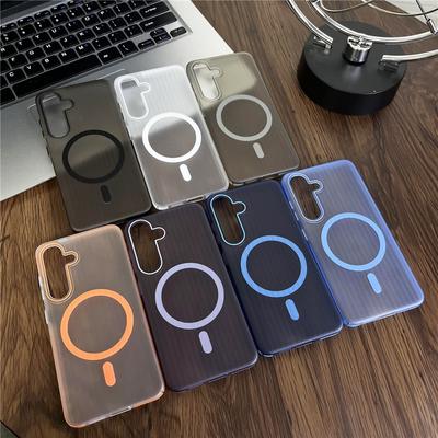 Pentru Samsung Galaxy S24 S23 S22 Plus Ultra ondulat granulație culoare transparentă magnetice anti amprentă PC anti-alunecare husă capac carcasă