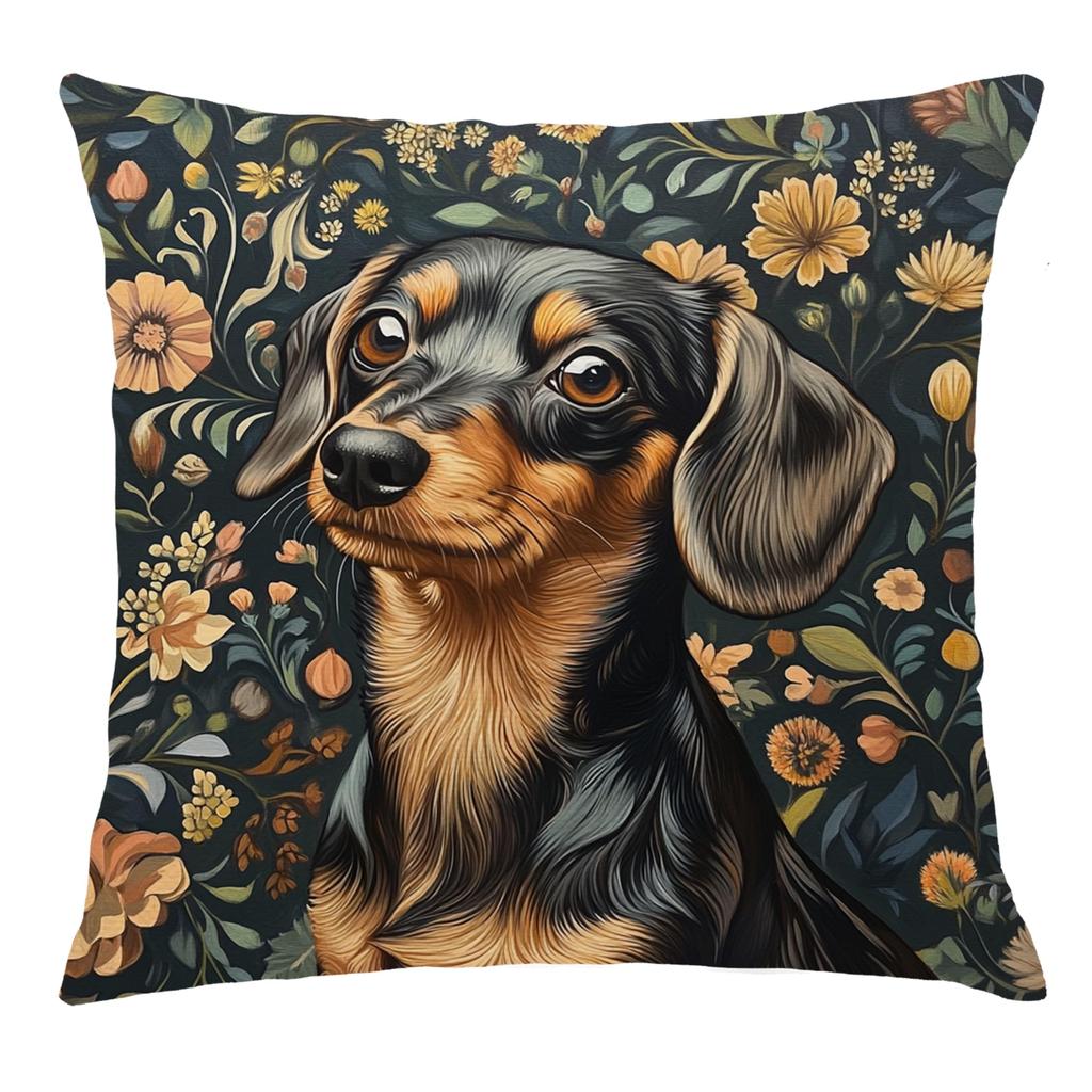 Corgi Dog Pillow Cover Floral Animal Print Cushion Case Cute Pet Lover Gift Living Room Sofa Decor