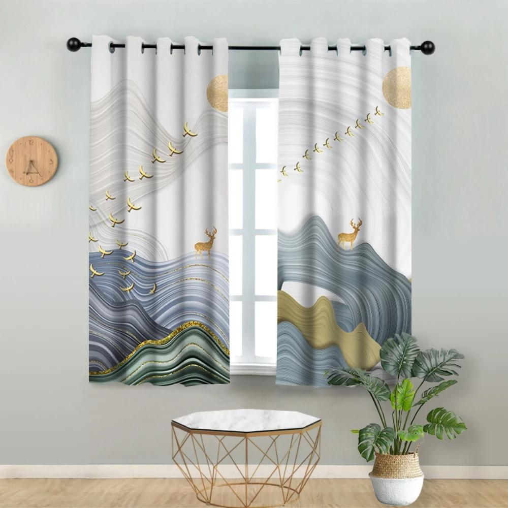 Nordic Simple Modern High Shading Curtain Light Luxury High-end Elk Bedroom Chinese Living Room Blackout Window Drapes 2 Pieces