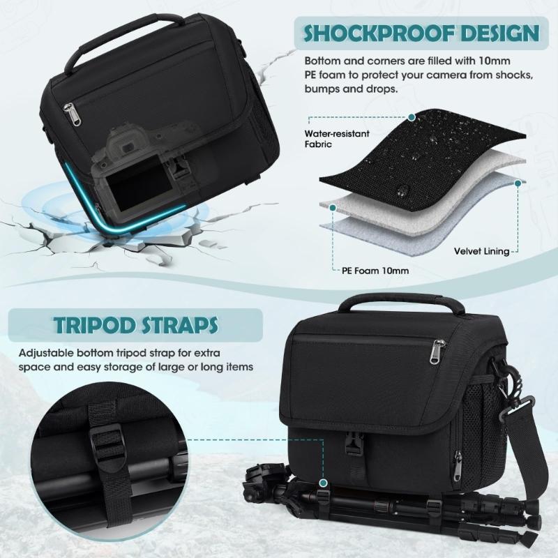 Polyester Crossbody Camera Case Anti Theft Design Padded Compartments Wide Compatibility Crossbody Bag