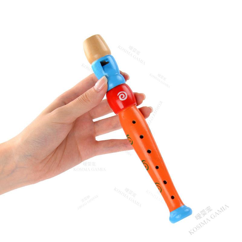 Kid Toys Musical Wooden Flute Toy Instrument Early Music Education Develop 6-Holes Recorder Wooden Flute Musical Instruments