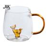 Coffee Milk Drink Cup Handmade Glass Animal Plant Shape Transparent Water Cute with Colorful Handle Creative Tea Mug
