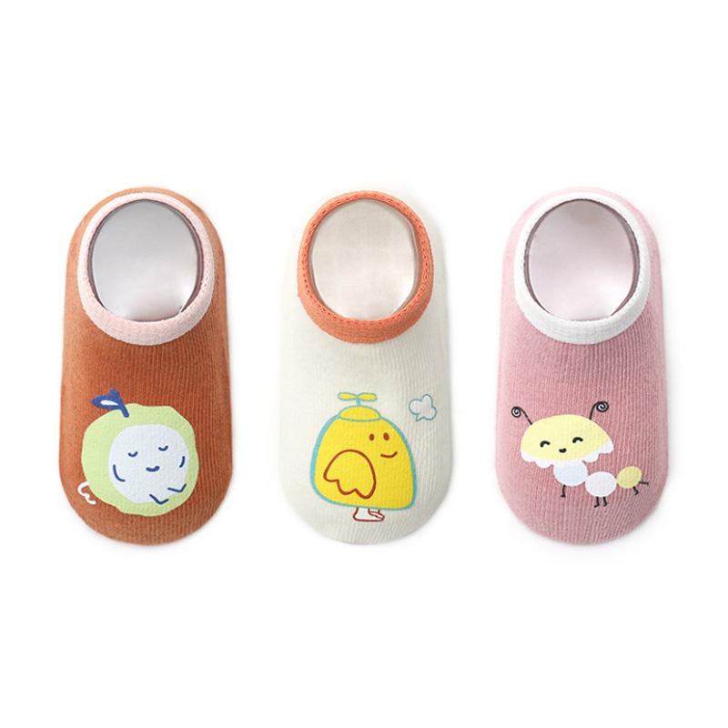 3 Pairs/Lot Cartoon Newborn Socks 0-5Years Children's Anti-slip Socks Cute Toddler Boy Girl Cotton Baby Socks