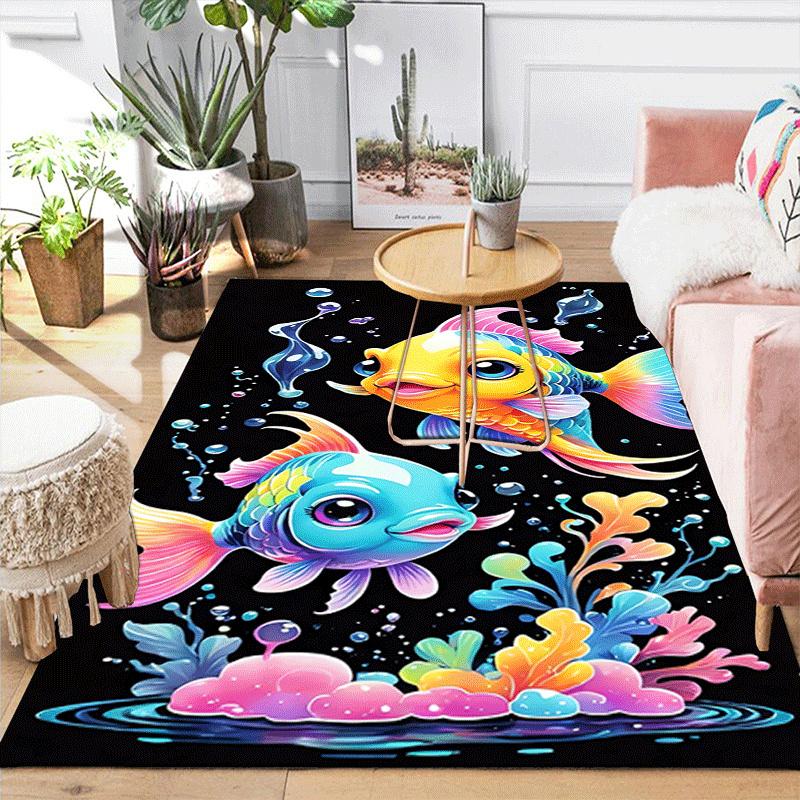 1pc Cute Goldfish Design Area Rug - Soft, Anti-Slip, and Durable Gaming Room Decor for Bedroom