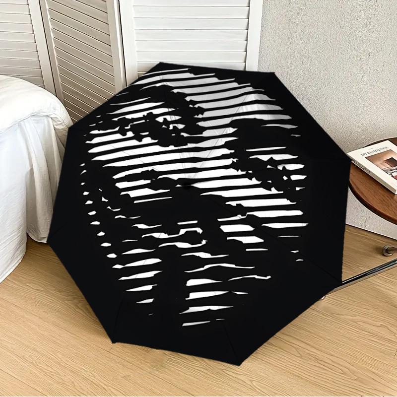 

1pc Abstract Pattern Automatic Folding Umbrella] Durable Iron Frame & Rod, Portable Folding, Makes a Great Holiday Gift yy251016231