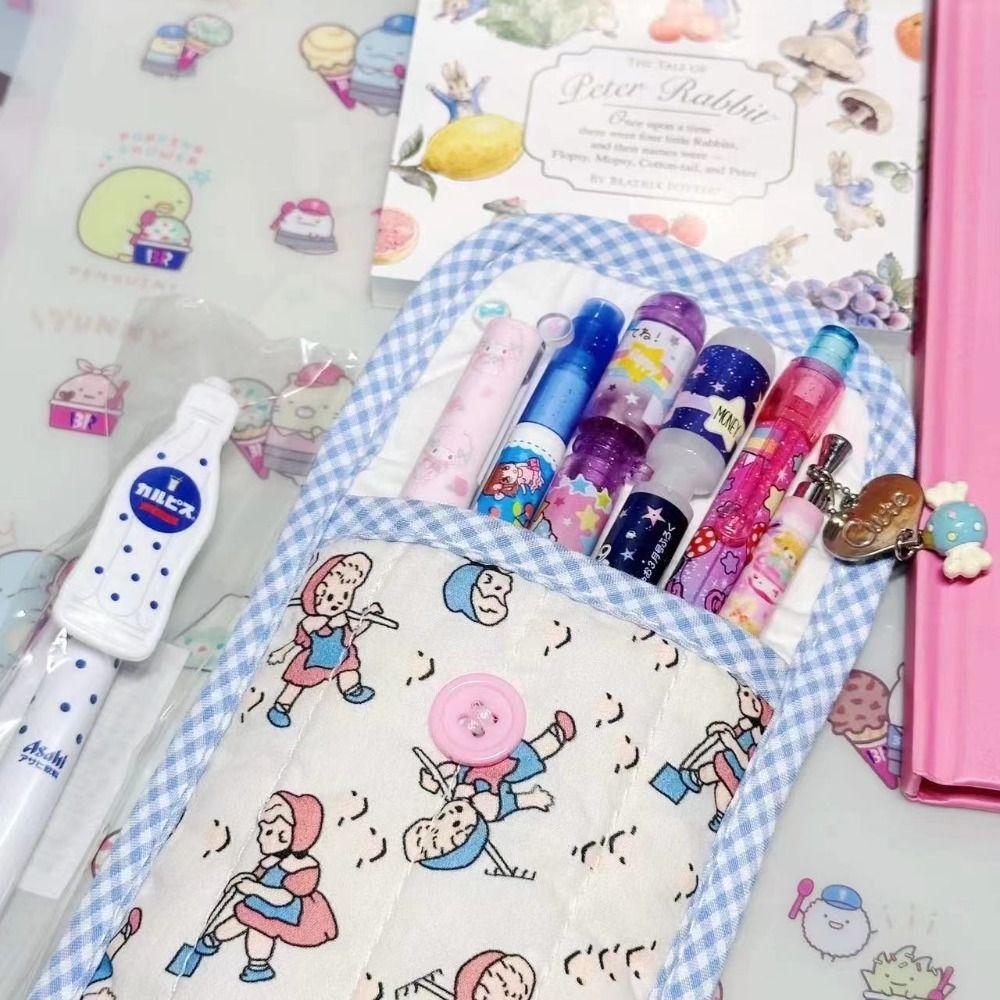 Retro Pastoral Style Pencil Case Soft Cotton Stationery Bag Cute Pen Bag  Student