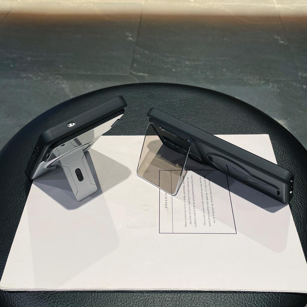 Fold Glass Camera Stand Magnetic Armor Case For Samsung S26 S25 S24 S23 Ultra S25FE A57 A17 A37 A07 A56 A36 For Magsafe Cover